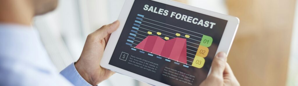 Sales forecast on digital tablet